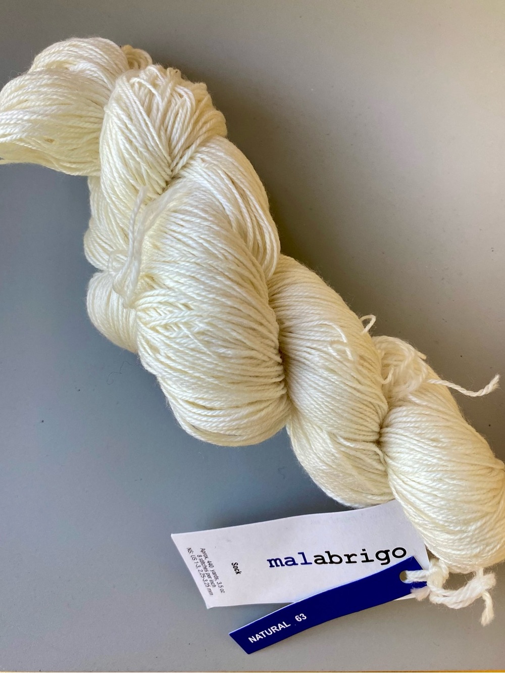 Malabrigo Superwash Merino Wool, Fingering Wt. (Sock) Yarn. Natural Color. NWT.
